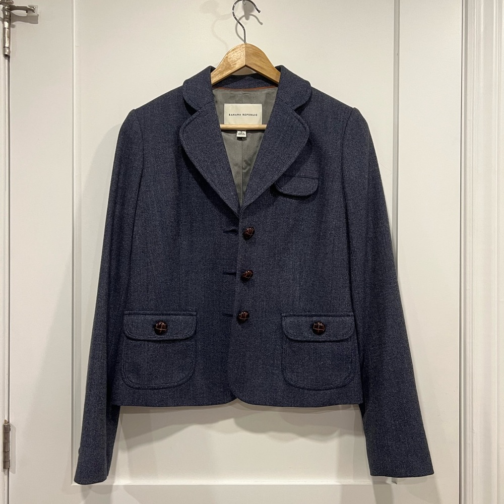 Banana Republic Blue Textured Blazer